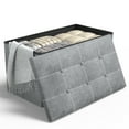 thumbnail image 1 of 30" Storage Ottoman, Linen Fabric Footrest Stool, 80L Storage Bench, Foldable Ottomans Foot Rest, Footstool Bench for Living Room Bedroom Entryway Stool Gray 30*15*15in, 1 of 9