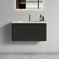 thumbnail image 1 of 30" Striped Brushed Black Oak Floating Bathroom Vanity with White Ceramic Sink, Bathroom Vanity for Modern Bathroom, One-Piece White Basin without Drain, Pre-assembled, 1 of 9