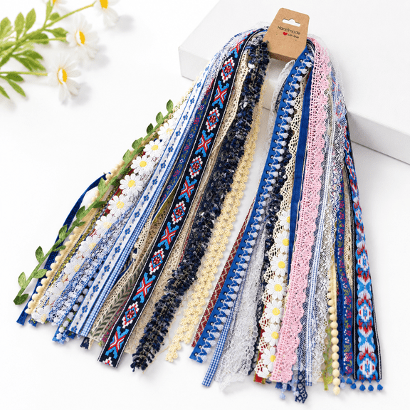 30 Style Ribbon & Trim Variety Pack For Sewing and DIY Crafts