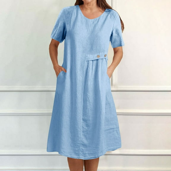 Up to 30% off Sundresses for Women 2025 Summer Saving, Women's Fashion Holiday Summer Solid Color Sleeveless Hollowed Out Party Midi Beach Dress(Light Blue,XXL)