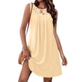thumbnail image 1 of Up to 30% off Sundresses for Women 2025 Summer Saving, Women's Solid Sleeveless Round Neck Sexy Elegant Club Party Tunic Mini Dresses Casual Vacation Dress(Beige,XXL), 1 of 7