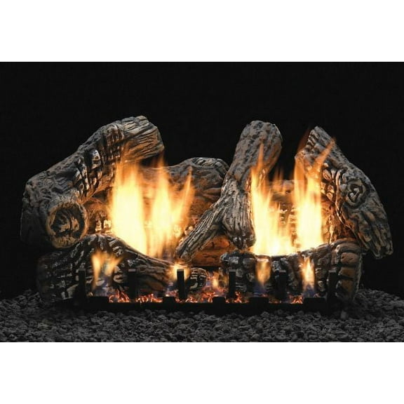 30" Super Charred Oak Logset with IP VF Slope Glaze Burner, LP