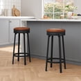 thumbnail image 1 of 30'' Swivel Bar Stools Set of 2, Modern Backless Counter Height Barstools with Footrest, PU Leather Upholstered Seat, Metal Frame, Brown, 1 of 7