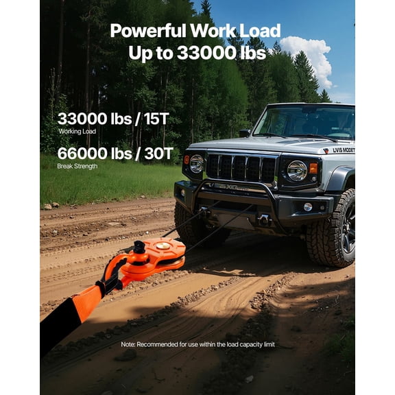 30 T Snatch Block for Winch Recovery 66000 lbs Break Strength Pulley System with 0.4 to 0.55 Inch Rope Heavy Duty Offroad Recovery Accessory for Towing and Recovery on Truck Tractor ATV UTV