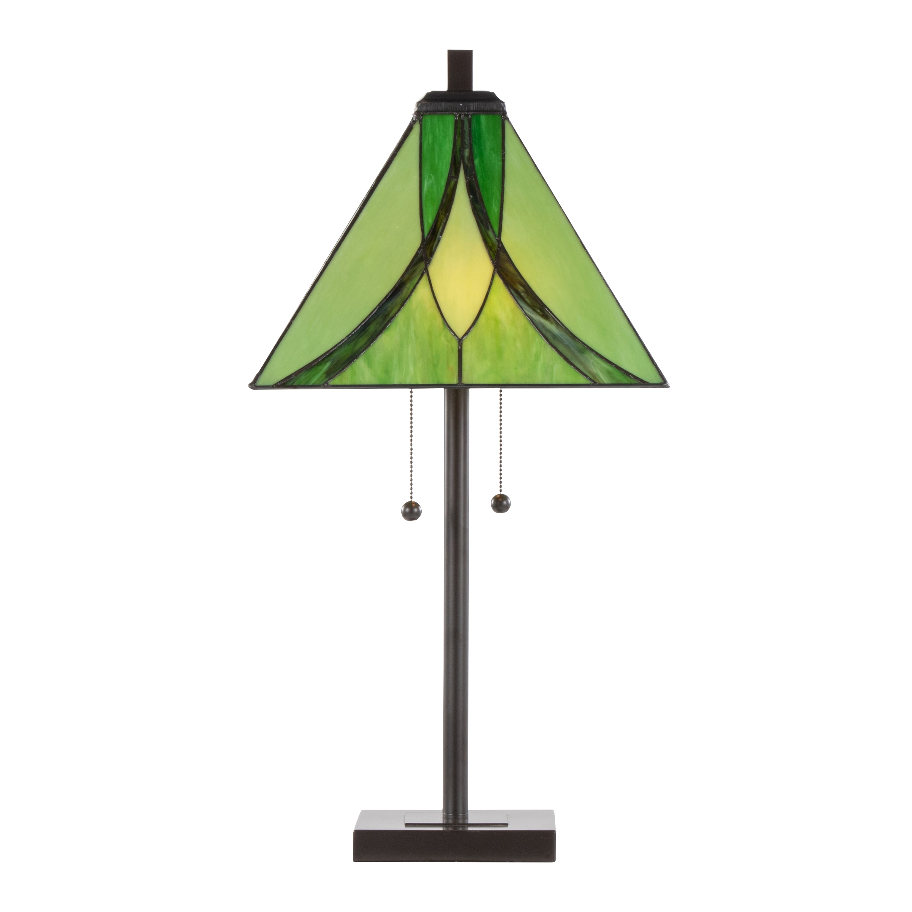 30" Table Lamp in Oil Rubbed Bronze Metal with Green Glass