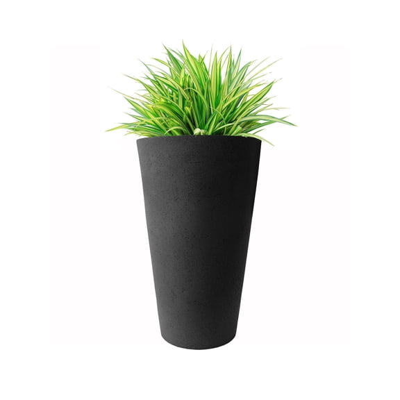 Algreen Crete 30" Self-Watering Planter, Tall, Black Resin