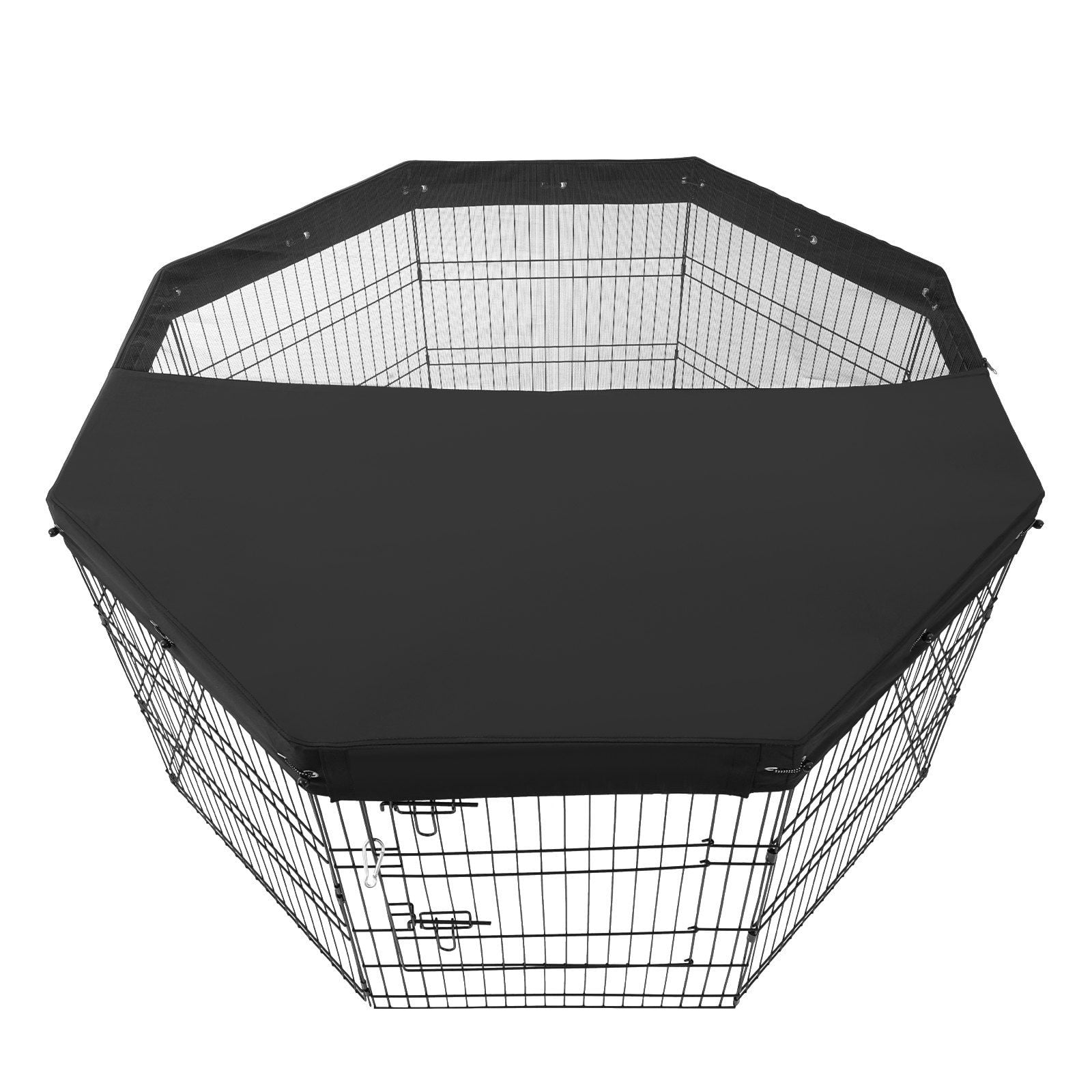 30" Tall Foldable Dog Playpen, 8 Panels Metal Pet Pen with Cover for Indoor/Outdoor
