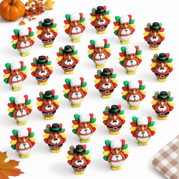 30 Thanksgiving Mini Turkey Figurines Miniature Ornaments