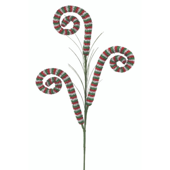 30" Tinsel Swirl Spray - Green.