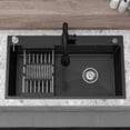 thumbnail image 1 of 30" Undermount Kitchen Sink Stainless Steel Black Single Sink Modern Design Durable With Multiple Accessories, 1 of 8