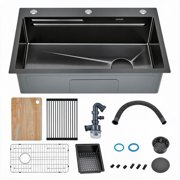 30"Undermount Single Bowl Kitchen Sink,Panel Cutout & 5 Accessory Kit 9in Deep Basin, x Shaped Fast Drainage, Multiple Accessory Variants, Includes Sink Grid and Complete Drain Assembly