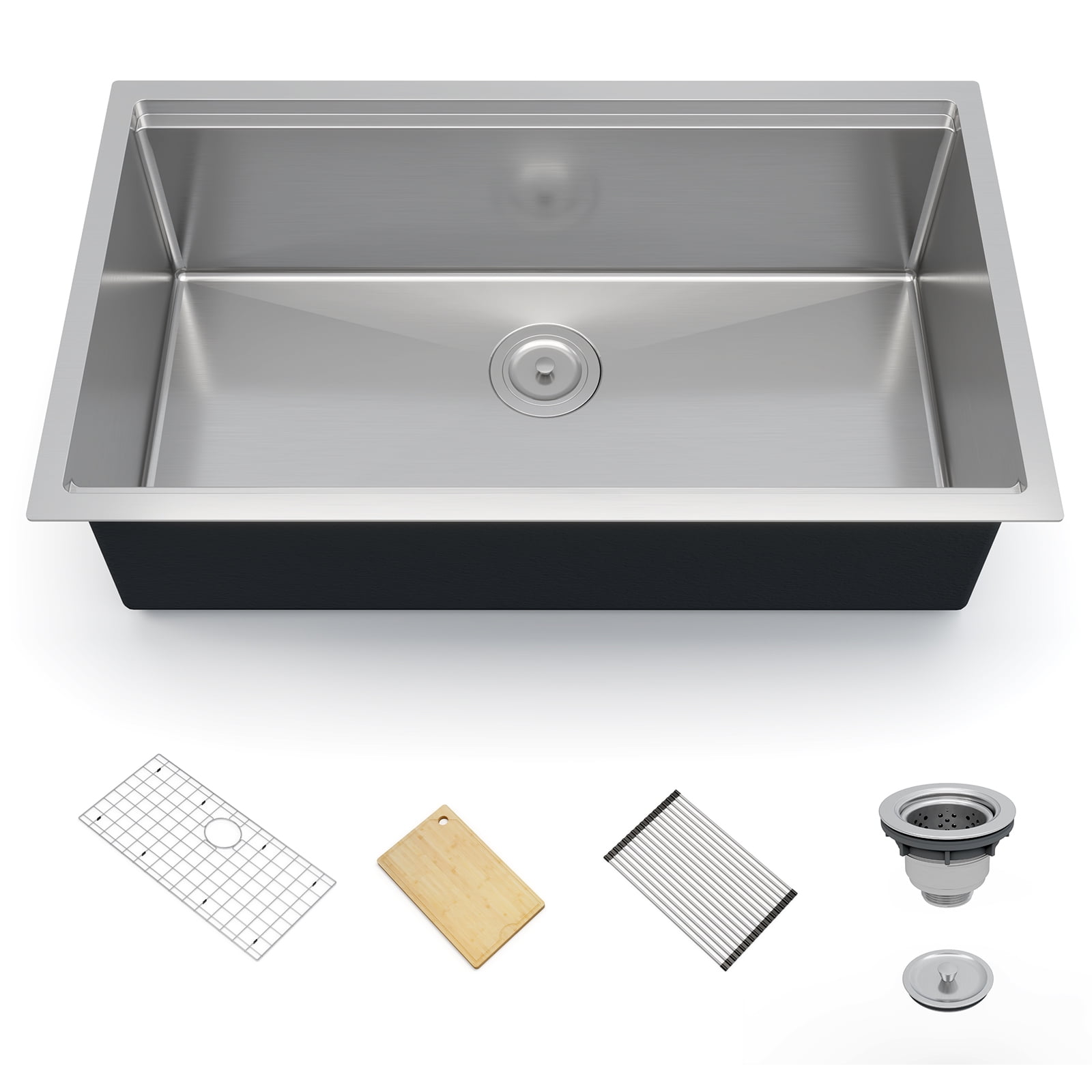 30" Undermount Stainless Steel Kitchen Sink - 16 Gauge Single Bowl with Accessories