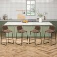 thumbnail image 1 of 30" Upholstered Bar Stools with Backs, Brown, Set of 4, 1 of 6