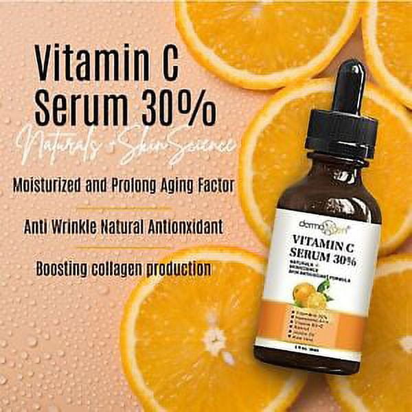 30% Vitamin C Serum (2 Fl Oz) Pure Organic Anti- Wrinkle + Hyaluronic Acid  + Retinol + Vitamin E + Vitamin B Facial Serum For Anti-aging Wrinkles And  Fine Lines.