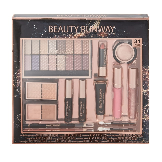 ($30 Value) Beauty Runway 31 Pc Cosmetic Set, Shimmer and Shine