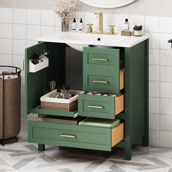 30" Vanity with Ceramic Sink and Overflow Protection / Stylish Design for Bathrooms