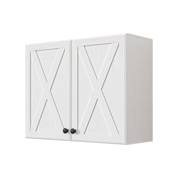 30" W Laundry Room Wall Cabinets, Farmhouse Wall Cabinet with Adjustable Shelf, Wall Mounted Storage Cabinet, Floating Cabinet for Bathroom, Kitchen