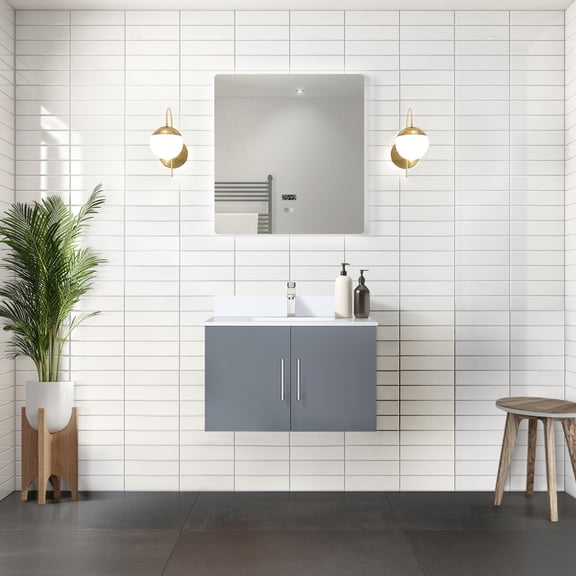 30" W X 22" D Dark Grey Bath Vanity With White Quartz Counter - Solid Wood Build, Soft Close Feature, Roomier Storage Area, Scratch And Stain Top, Ready For One Faucet Installation 30"w 22"d