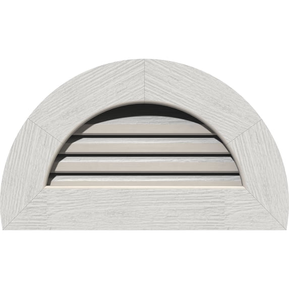 30"W x 15"H Half Round Gable Vent (35"W x 20"H Frame Size): Primed, Functional, Rough Sawn Western Red Cedar Gable Vent w/ 1" x 4" Flat Trim Frame