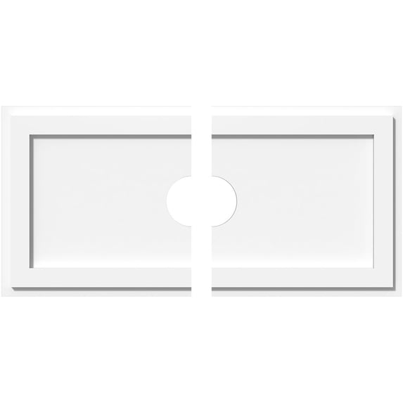 30"W x 15"H x 4"ID x 10 1/2"C x 1"P Rectangle Architectural Grade PVC Contemporary Ceiling Medallion, Two Piece