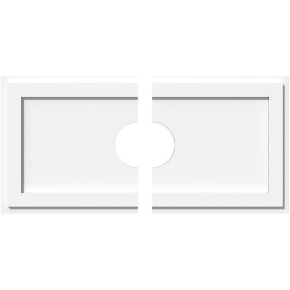 30"W x 15"H x 5"ID x 10 1/2"C x 1"P Rectangle Architectural Grade PVC Contemporary Ceiling Medallion, Two Piece