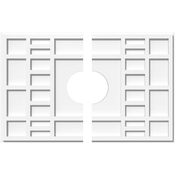 30"W x 20"H x 6"ID x 10 1/2"C x 1"P Beaux Architectural Grade PVC Contemporary Ceiling Medallion, Two Piece
