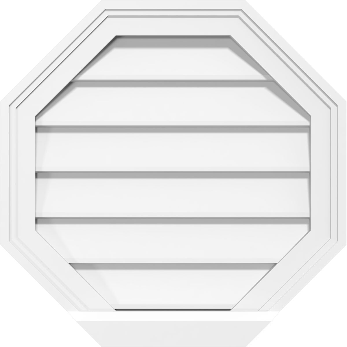 30"W x 30"H Octagonal Surface Mount PVC Gable Vent: Non-Functional, w/ 2"W x 2"P Brickmould Sill Frame
