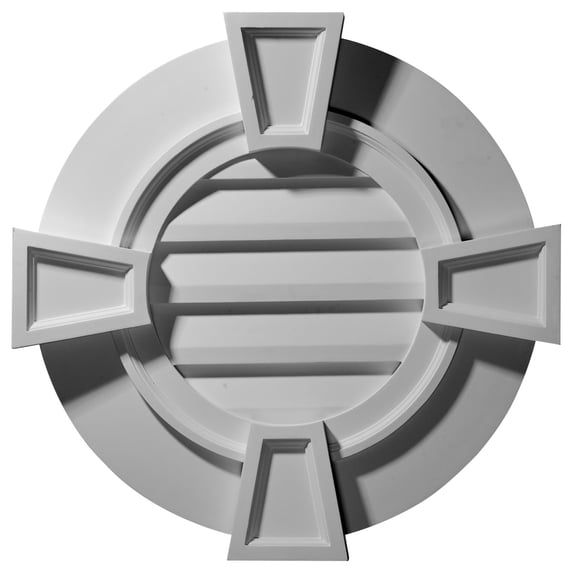 30"W x 30"H x 1 1/8"P, Round Gable Vent with Keystones, Non-Functional