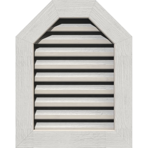 30"W x 32"H Octagonal Top Gable Vent (35"W x 37"H Frame Size): Primed, Functional, Rough Sawn Western Red Cedar Gable Vent w/ 1" x 4" Flat Trim Frame