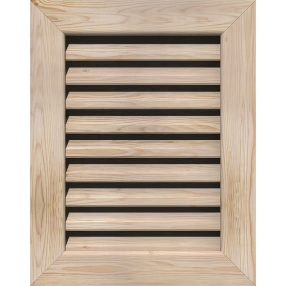 30"W x 36"H Vertical Gable Vent (35"W x 41"H Frame Size): Unfinished, Functional, Smooth Pine Gable Vent w/ 1" x 4" Flat Trim Frame