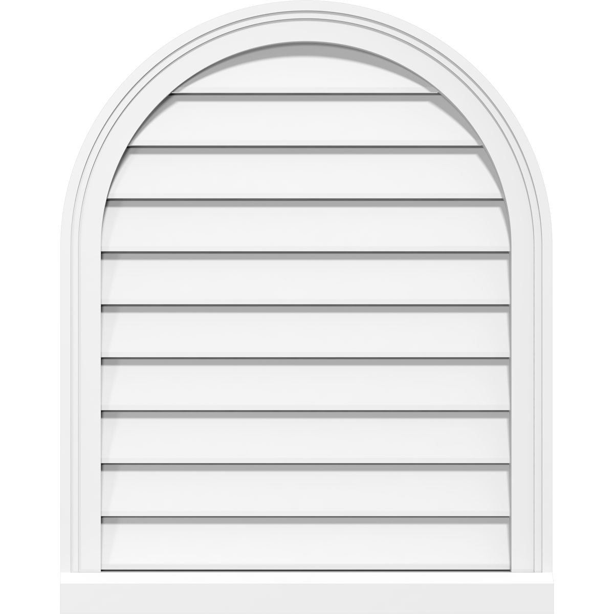 30"W x 42"H Round Top Surface Mount PVC Gable Vent: Functional, w/ 2"W x 2"P Brickmould Sill Frame