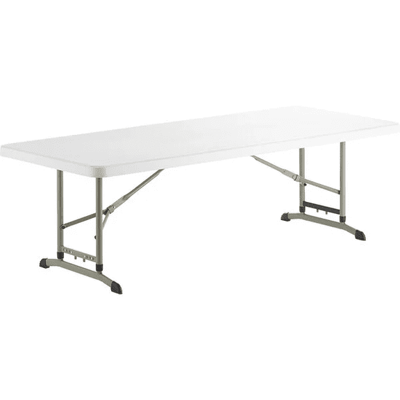 30''W x 72''D Granite White Plastic Folding Table with 22"-32" Adjustable Height / 6-Foot Granite White Plastic Folding Table with Height Adjustable