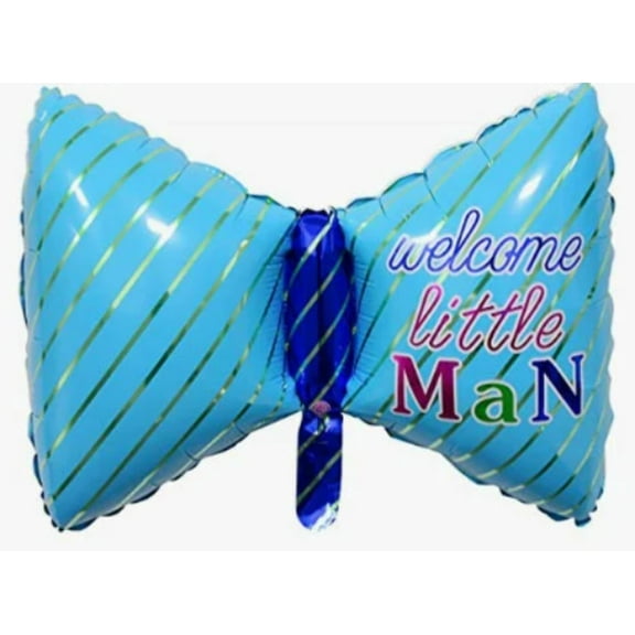 30" WELCOME LITTLE MAN Bow Tie Balloon• Large Shape Foil Mylar Balloon • Party Supplies Decorations Foil Mylar Balloon