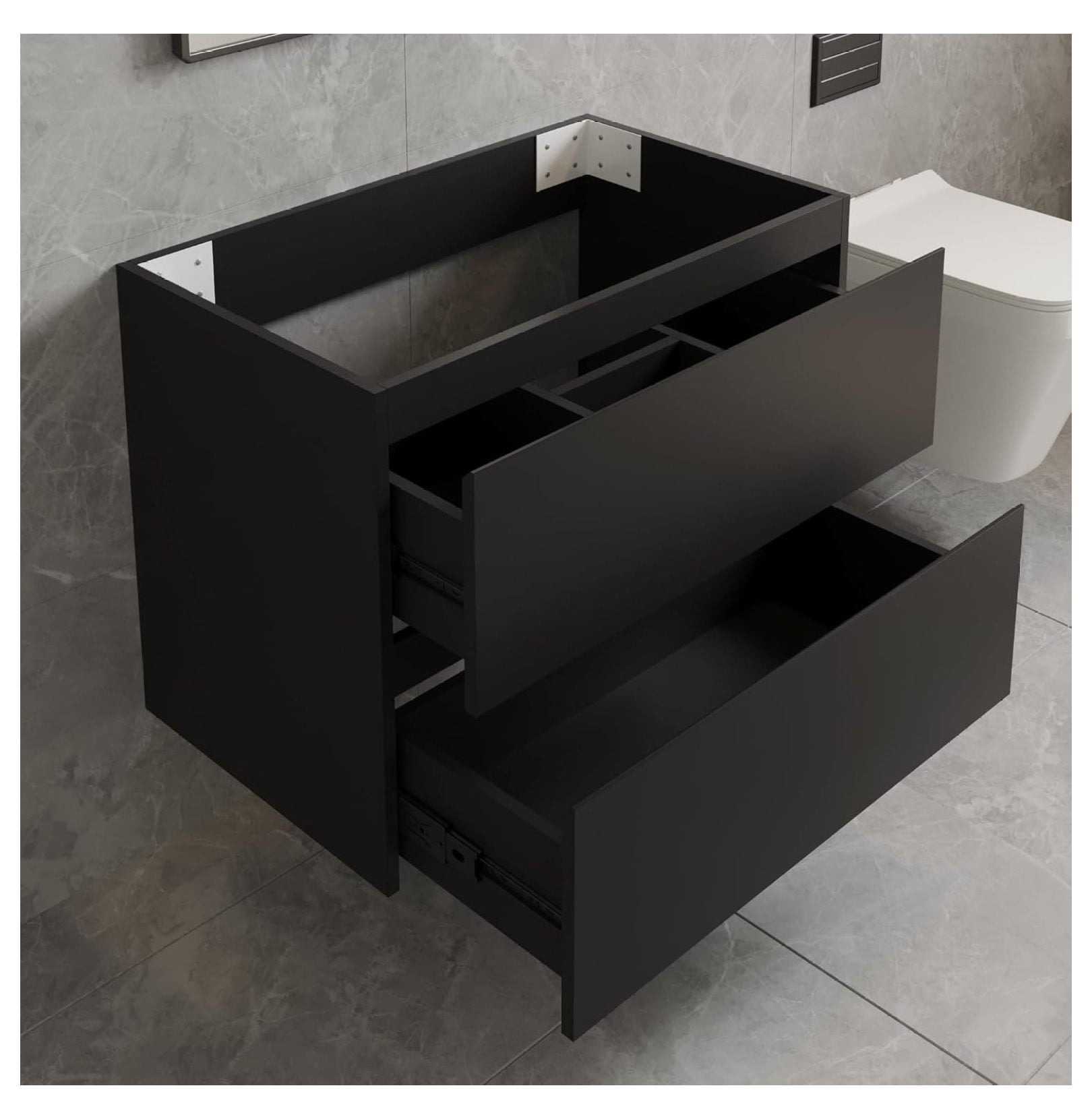 30" Wall Mounted Bathroom Vanity Base, Black Storage Cabinet Vanity ...
