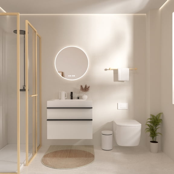 30 " Wall Mounted Bathroom Vanity,Modern Floating Cabinet, 2 Soft-Close Drawers, Pre-Assembled, ,White