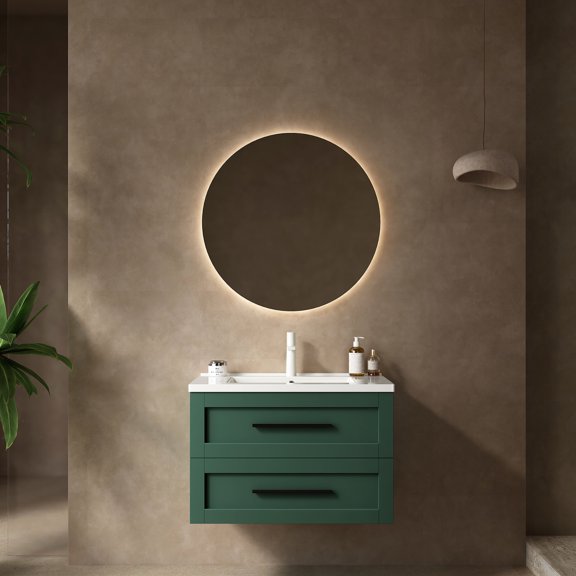 30" Wall-Mounted Bathroom Vanity, Premium Ceramic Sink, Soft Close Undermount Drawers, Ample Space