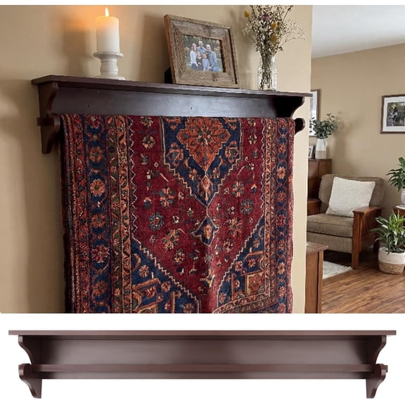 30'' Wall Mounted Quilt Rack with Shelf Amish Made Quilt Hangers for Wall Hangings Solid Pine Wood Rustic Farmhouse Style Hanger for Bedroom Twin to King Blankets$$Home Decor, Kitchen, & Other