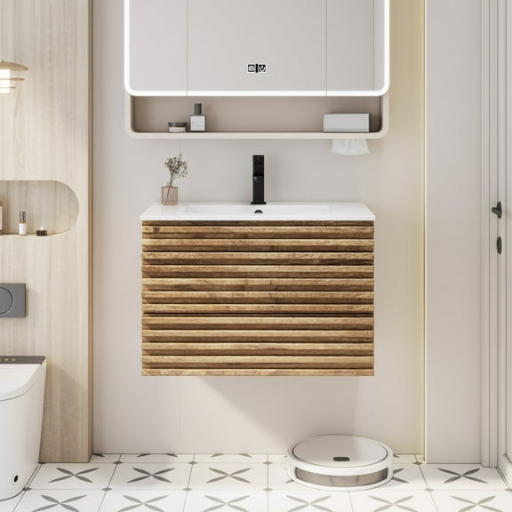 eclife 30" Wall Mounted Bathroom Vanity with Integrated Sink Top