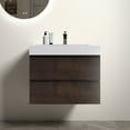 thumbnail image 1 of 30" Walnut Bathroom Vanity with Sink, Large Storage Wall Mounted Floating Bathroom Vanity for Modern Bathroom, One-Piece White Sink Basin Without Drain and Faucet, Pre-assembled, 1 of 9