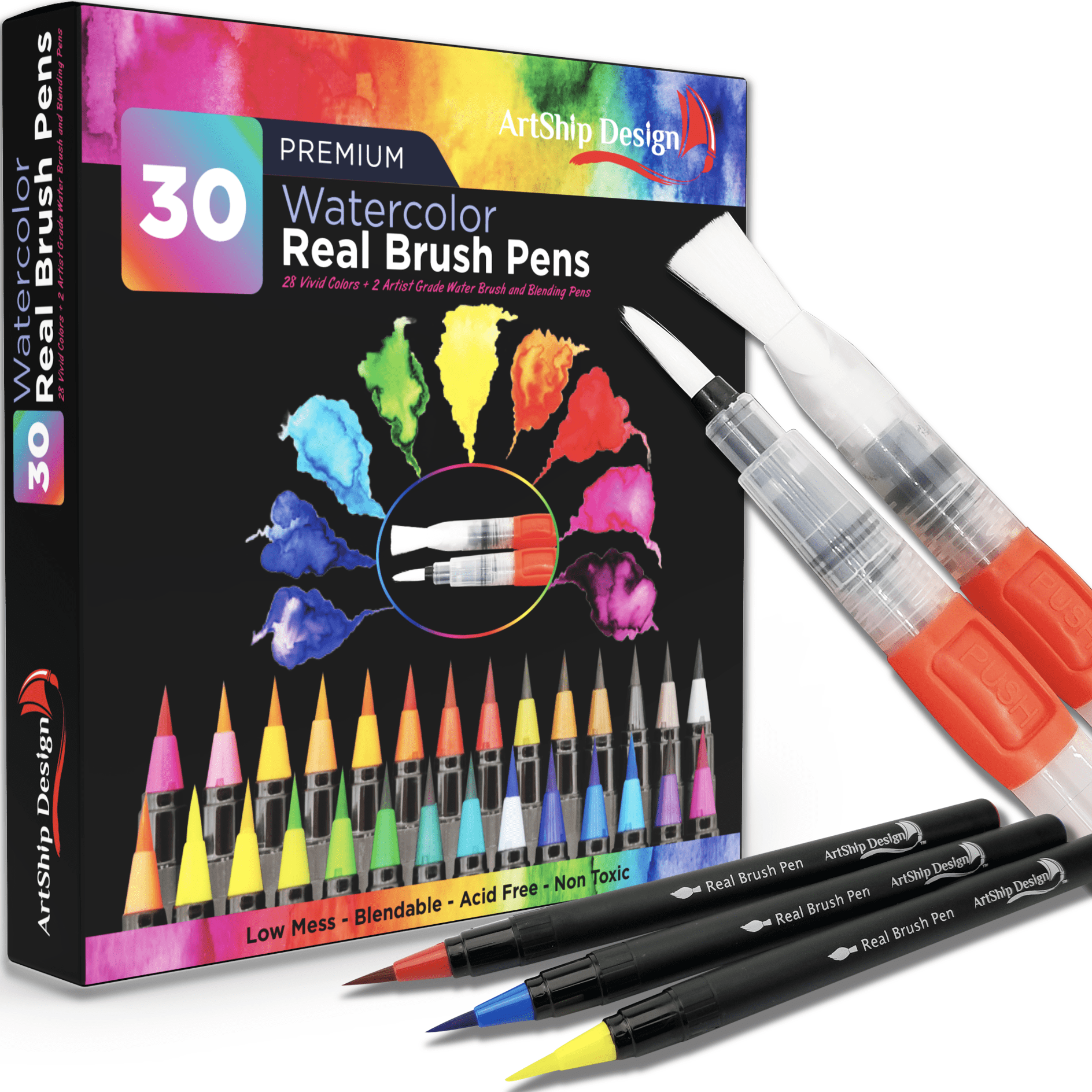 50 Bonus Pack Watercolor Brush Pens by ArtShip Design -