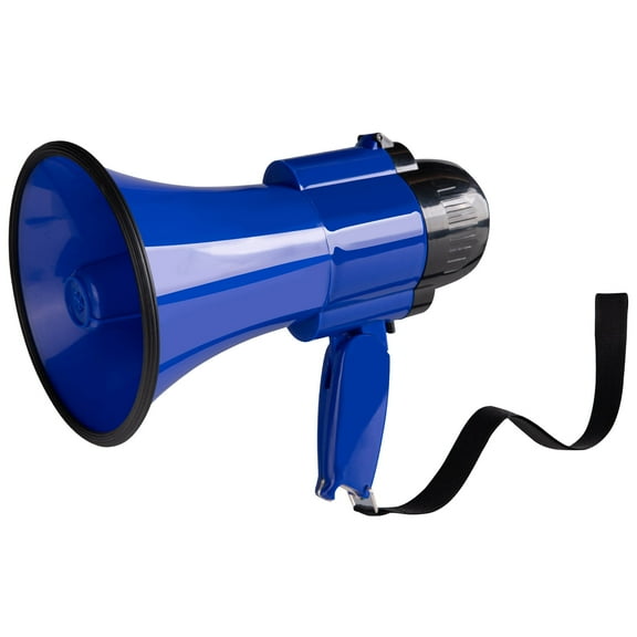 MyMealivos 30 watts ABS Material Power Portable Megaphone Bullhorn Speaker Voice, Siren/Alarm Modes & 240S Recording with Volume Control and Strap-Blue