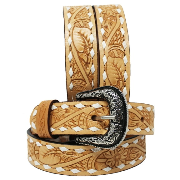 30   Western 1 1/2" Wide Men Women Rodeo Floral Tooled Leather Belt 26FK17