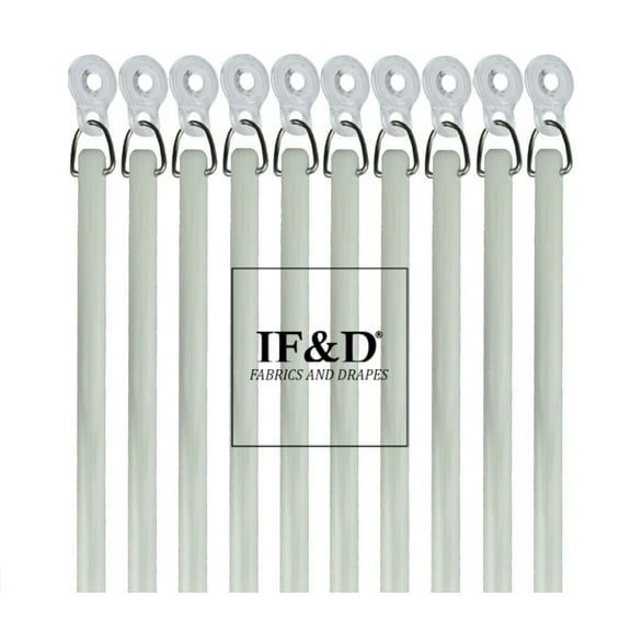 30" White 10 Pack Fiberglass Drapery Curtain Pull Wands with Plastic Adapters for Easy Open and Closing of Window Treatments - IF&D Fabrics and Drapes -WFPA-030-10