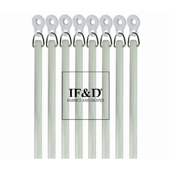 30" White 8 Pack Fiberglass Drapery Curtain Pull Wands with Plastic Adapters for Easy Open and Closing of Window Treatments - IF&D Fabrics and Drapes -WFPA-030-8