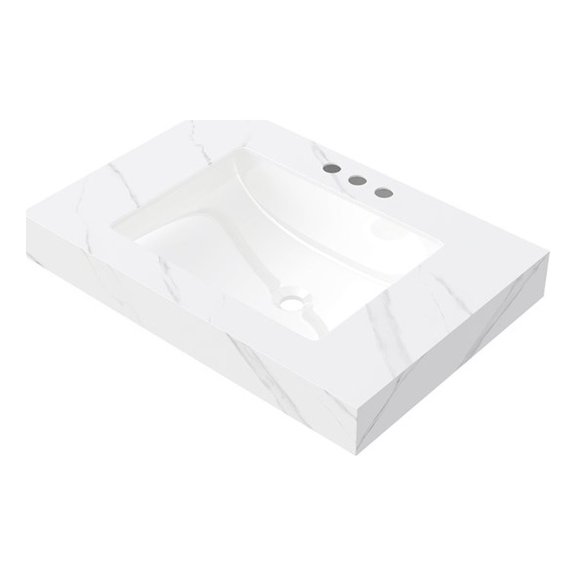 30 White Ceramic Vanity Countertop with Undermount Basin top