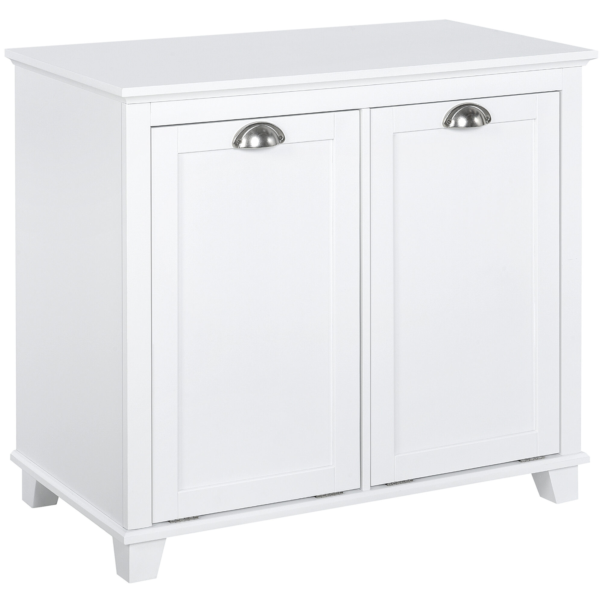 30" White Laundry Sorter Cabinet - Tilt-Out Hamper with 2 Storage Bins for Bathroom