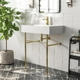 thumbnail image 1 of 30" White Rectangular Console Bathroom Sink with Overflow, 1 of 4