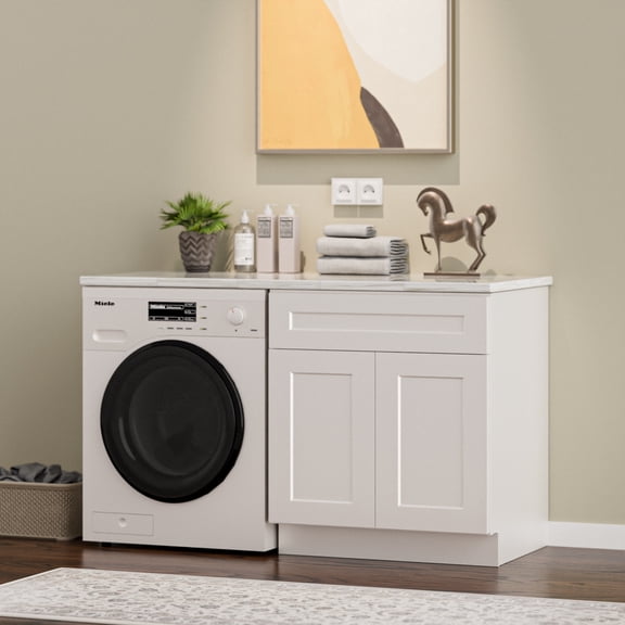 30" White Shaker Sink Base Cabinet  Solid Wood, 24" Deep, Double Door, Ready-to-Assemble (RTA) for Kitchen, Bathroom, or Laundry Room (Countertop Not Included)