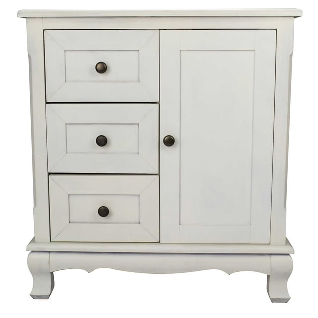 30' White Wood Accent with 3 Drawers and a Door