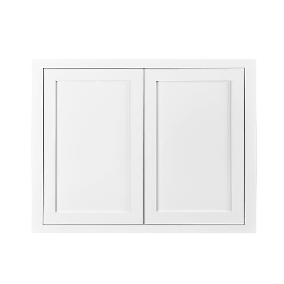 30" Wide 30" Tall 14" Deep Cabinet Snow White Inset Shaker - Double Door - Unassembled